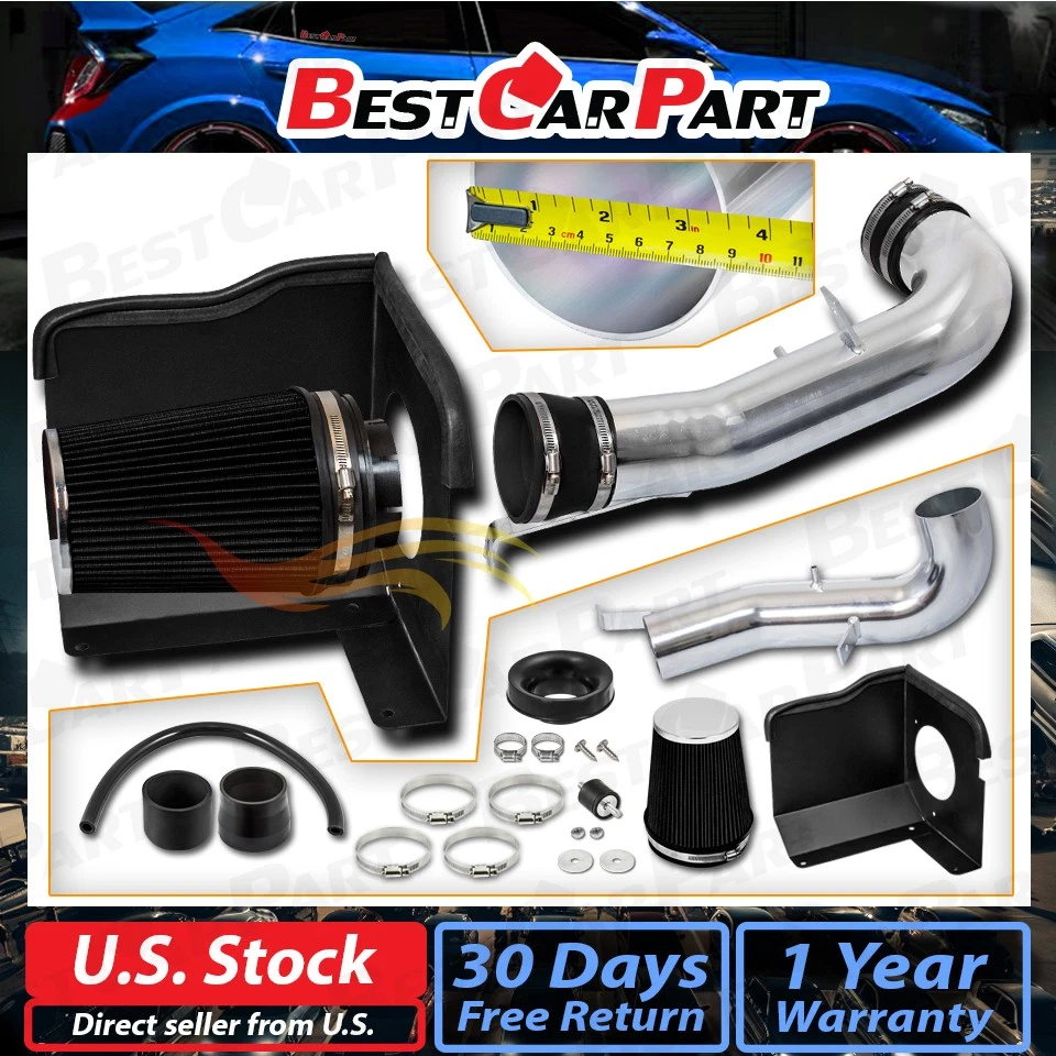 BCP BLACK 07-08 Silverado Tahoe Suburban V8 Cold Shield Air Intake Kit + Filter - Image 2 of 4