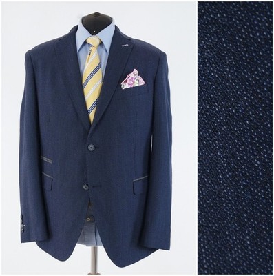 Mens PERRE CARDIN Blazer 46R US Size Navy Blue Wool Sport Coat Jacket