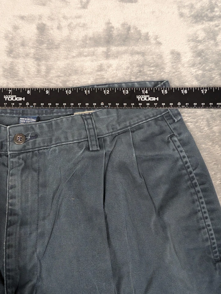 Pantalones Polo Ralph Lauren Para Hombre 34x32 Azul Gris Hammond Plisado Chino Puño Sarga Foto 2 de 4
