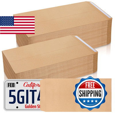 Feifeiya 200 Pcs License Plate Envelopes 13 X 6.5 Inch Brown Kraft Mailing