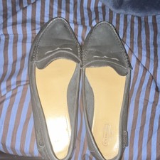 2000s Coach Women  s Black Leather Slip-On Loafer Flats Round Toe Logo, US 8