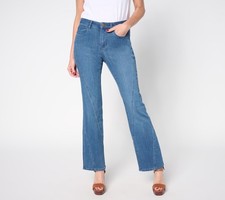 Belle by Kim Gravel Petite Primabelle Denim Diagonal Seam Wide Leg Jeans Rinse W