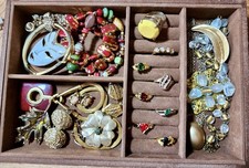 Vintage Jewelry Lot Crown Trifari Monet Brooch Rings Necklace