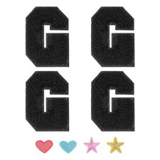 4pcs Iron on Letter Patch Chenille Letter Patches Alphabet Stickers, Black, g