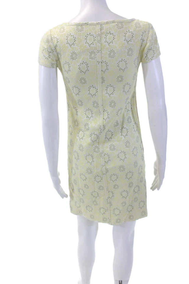 Vestido Cynthia Steffe Mujer Floral Bordado Cuello Jabalí Manga Gorra Amarillo Talla 0 Foto 3 de 4