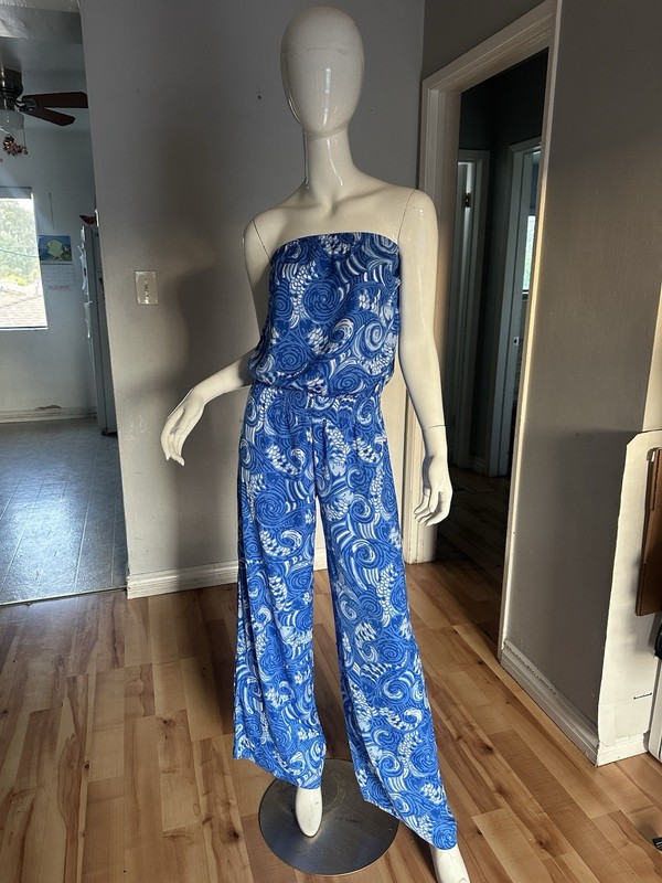 Lilly Pulitzer Blue Blue Fish Print Jumpsuit Size XS
