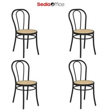 4 x Sedia Thonet Metallo Design Per Sala Pranzo Cucina Ristorante Bar Nero Opaco