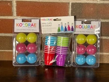 Kolorae Colorful Ping Pong Balls and Mini Cup Set
