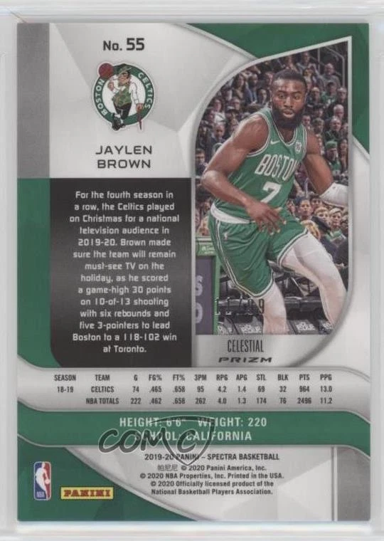 2019-20 Panini Spectra Celestial Prizm /99 Jaylen Brown #55 - Image 2 of 2