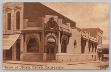 Bank of Ukiah, Ukiah CA California Postcard 1914