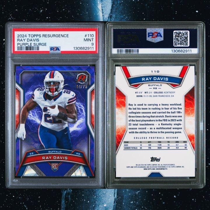 PSA Pop 1 Topps Resurgence Rookies Ray Davis RC #110 Purple Surge /75 PSA 9 🔥