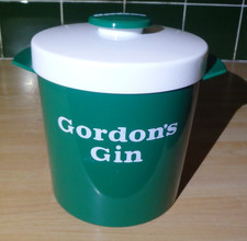 Insulex Gordon's Gin Insulated Ice Bucket Green & White Lid Barware Vintage