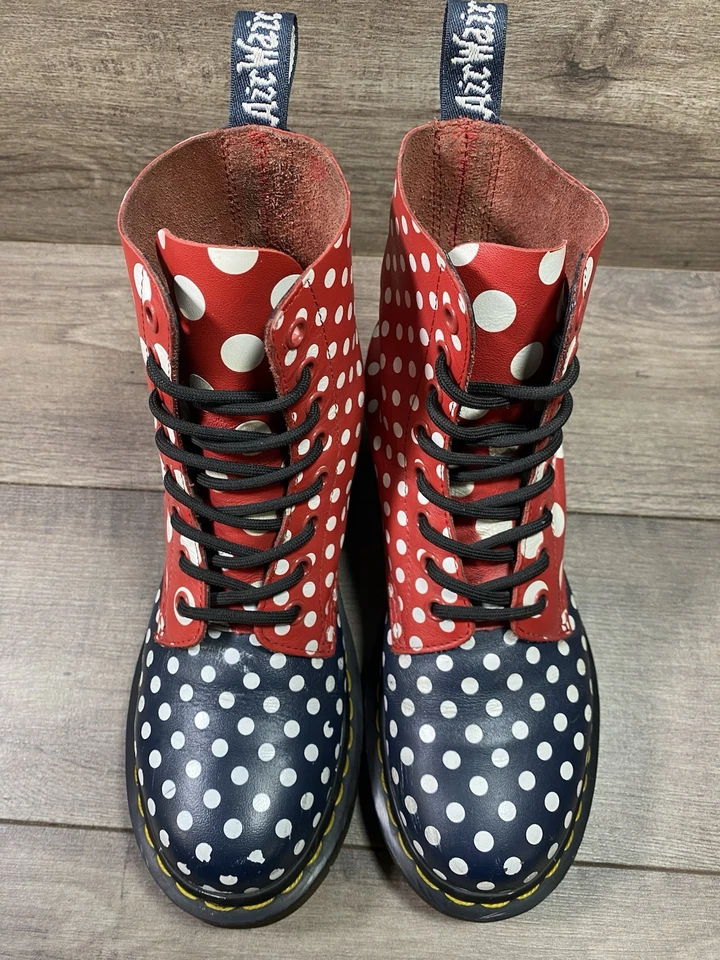 Dr Martens Chay кожи красный темно-белый в горошек документы 8 глаз ботинки женский размер 6 - Изображение 4 из 4