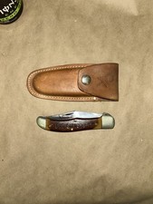 OK Ontario Old Hickory Single Blade Folding Hunting Knife #613 USA With Sheath