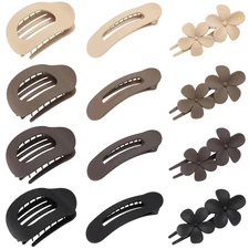 12 Pcs Flat Hair Clips for Women, 3 Styles Matte Flower Hair Clips and Flat