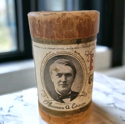1900s Antique Thomas Edison Gold Moulded Record Tube Only by Edison Lab USA