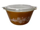 Vintage Pyrex Butterfly Gold 473-B 1 Qt Casserole Dish Bowl with Clear Lid