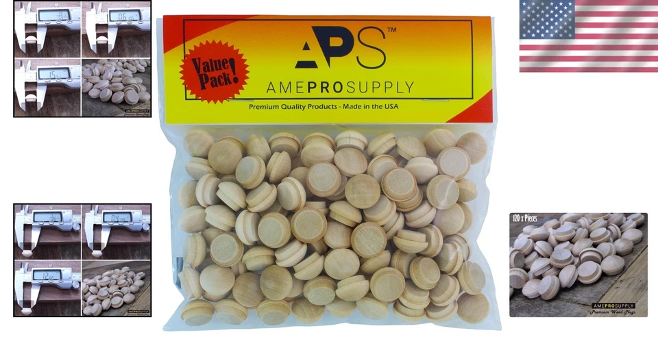 Paquete de 120 tapones de madera con tapa de botón personalizables - Ideal para todos los proyectos de madera Foto 2 de 4