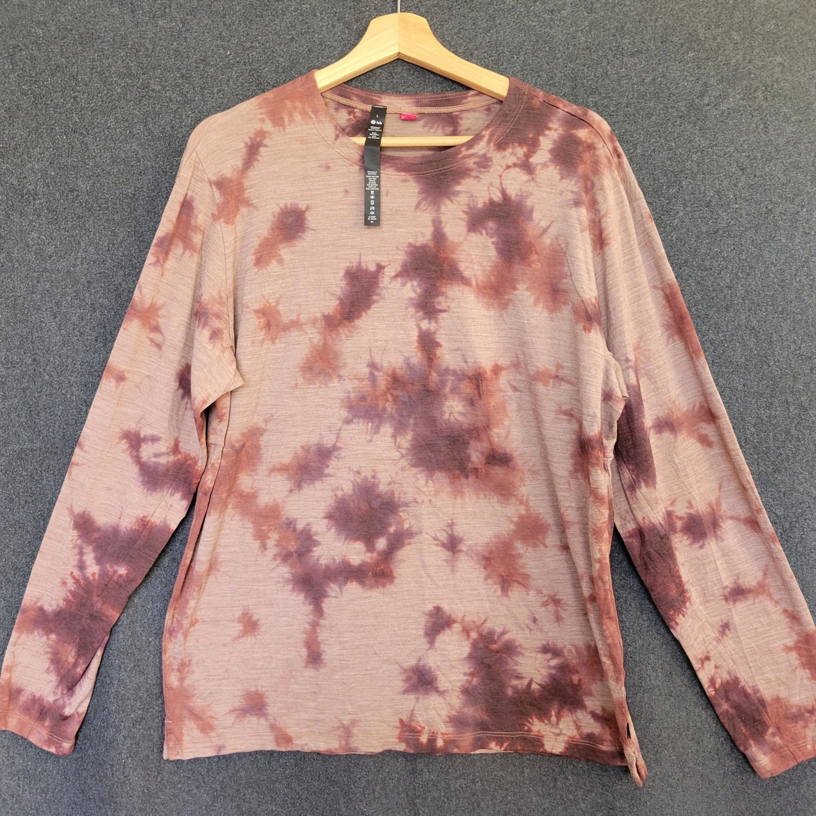 Lululemon Lab Merino Wool Pullover Brown Tie Dye Outdoor Granola Base Layer L