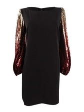MSK Women's Sequin-Sleeve Dress (S, Black Multi) 192081239896