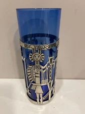 Kachina Candle Holder Cobalt Blue Glass Vase Tin Pewter Wrap Universal Pewter