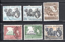 Kenya Uganda & Tanzania Stamp Scott #103//117, Lot of 6, Used, SCV$9.70