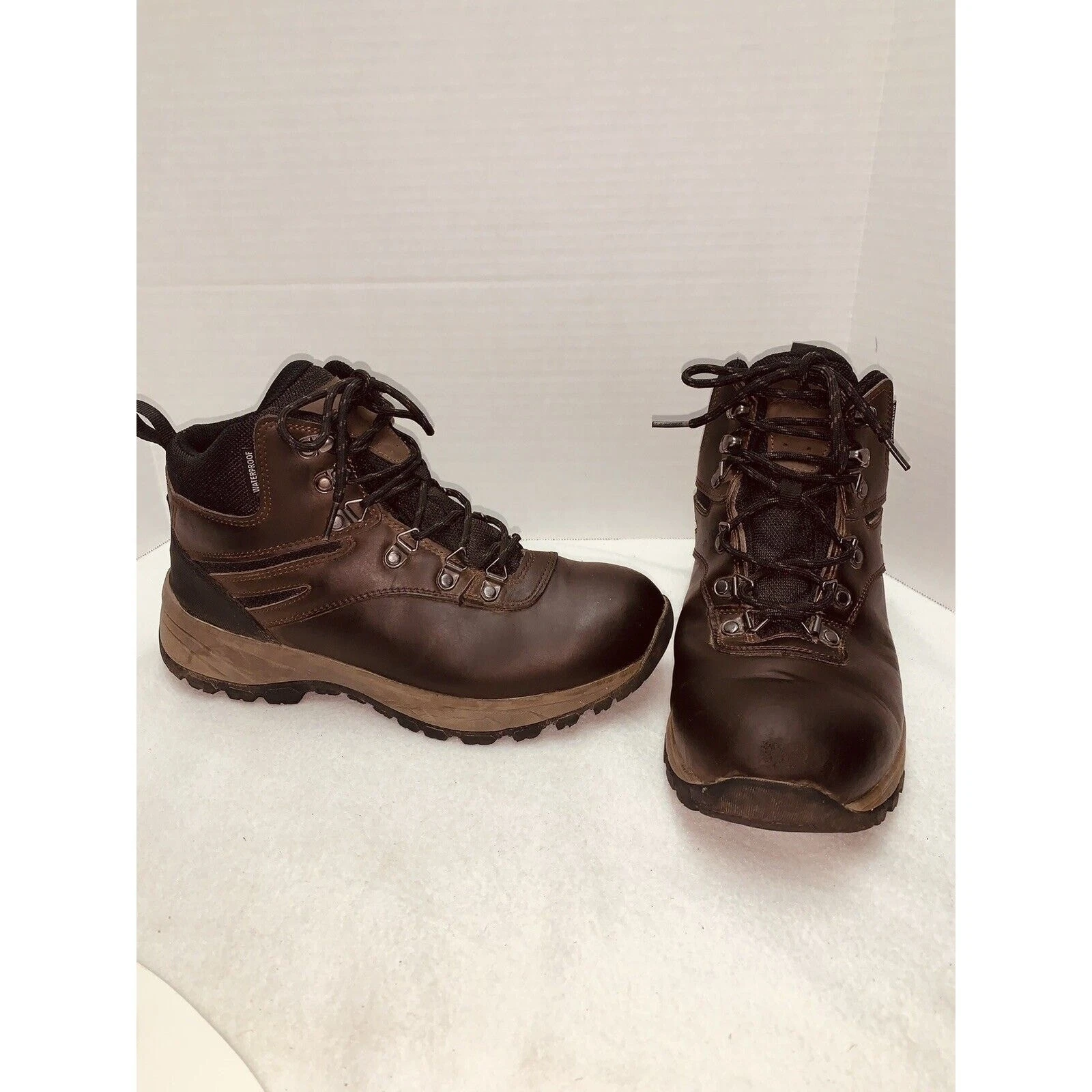 Eddie Bauer Boots Mens 9.5M Everett Waterproof Hiking Boot Brown Leather EUC