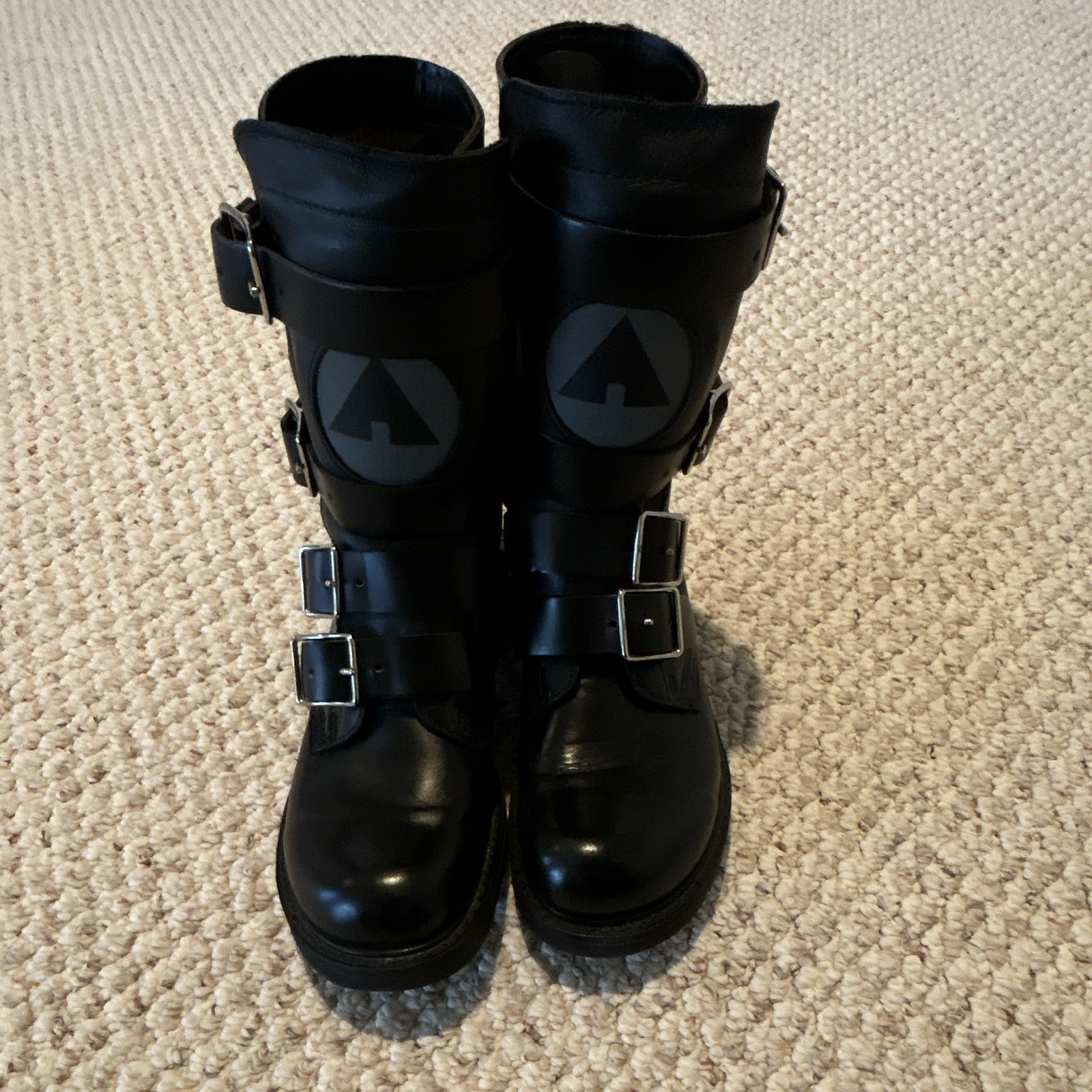 Rare Airwalk Matrix/Neo Men's Black Mid-Calf Biker Boots, Buckle Closure