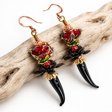 Artisan Glass exquisite Floral Copper Earrings