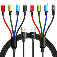 Multi Charging Cable 3.5A Multiple Charger Braided 4 in 1 Black