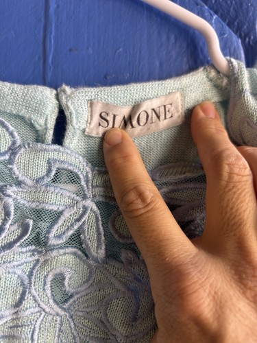 Vintage Simone Short Sleeve Sweater Light Blue XS Petite Or Children’s - Picture 4 of 6