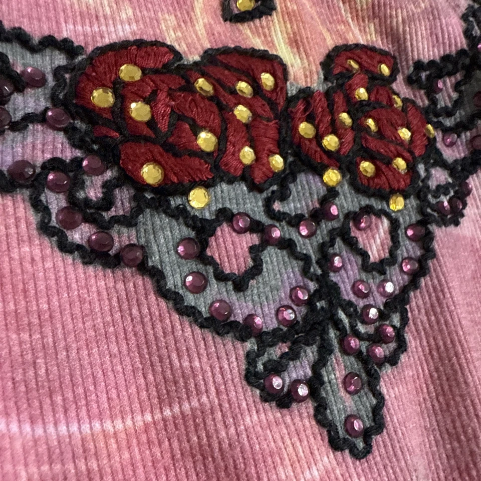 复古 Y2K 装饰背心 Cyber Grunge Bling Celestial Biker 刺绣 L — 第 3/4 张图片