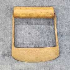 Antique Hand-Forged Mezzaluna Iron Chopper Wood Handle Side Supports 1880s u-1C