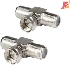 Durable 3-Way F-Type Splitter: 2 Female Connectors for Cable & Satellite TV