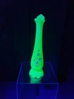 VTG Fenton URANIUM Daisy Custard SATIN Hand Painted Floral BUD Vase SIGNED