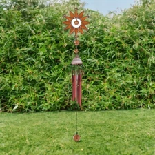 22"Long Sunflowerwith Copprt Gem  Wind Chime Ornament Home Decor Unique Gift