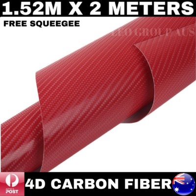 Red Carbon Sticker 4D RED CARBON FIBER FIBRE CAR VINYL WRAP FILM STICKER AIR RELEASE 1.52M ...