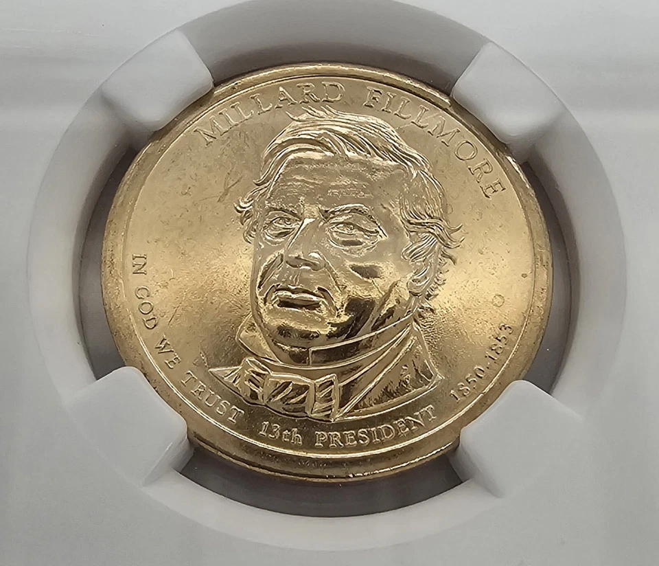 Lot Of 3 NGC MS65 Edge Error $1 Coins - 2007 Adams & Washington & 2010 Fillmore - Image 3 of 4