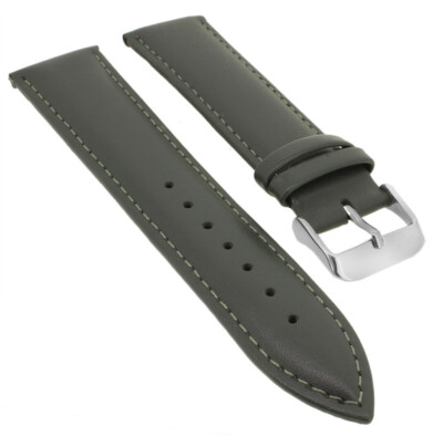 Minott Uhrenarmband graues Band Ton in Ton Naht weiches glattes Leder 