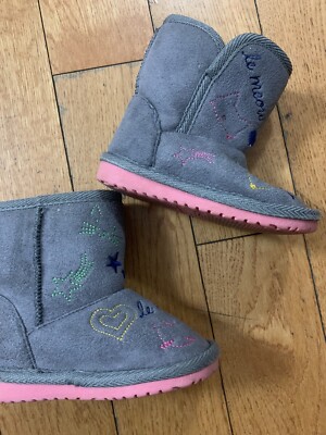 Childrens Place Boots Size 4 Gray Kitty