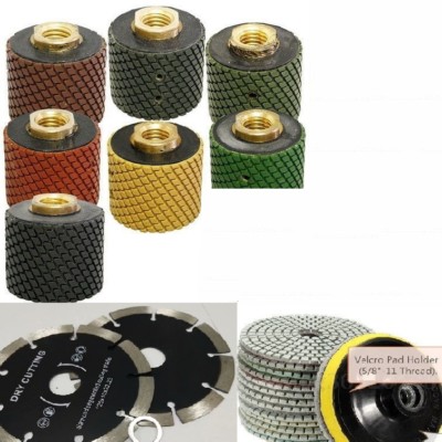 1 1/2'' diamond wet Polishing drum 7and 5'' Polish Pad cutting blade stone granite