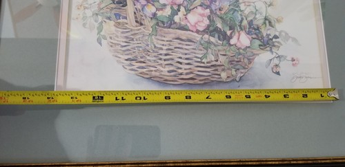 Jodi Jensen Art Print Hand Signed Basket of Flowers Matted and Framed 23x20 - Picture 17 of 18