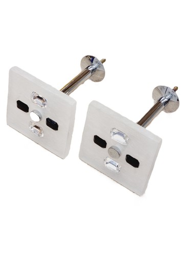 2 Gardinenhalter mit Kristallglas Detail Chrom Pfosten Säulenhalter