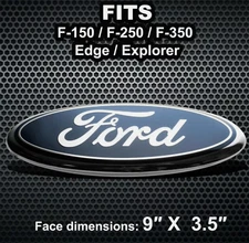 BLUE & CHROME 2005-2014 Ford F150 FRONT GRILLE/ TAILGATE 9 inch Oval Emblem 1PC