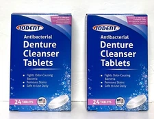 DENTURE CLEANSER Iodent Antibacterial Fight Odor Stains Bacteria 24 Tablets Sale