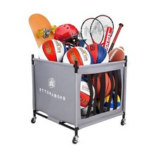 Sttoraboks Sports Ball Storage Cart with Wheels, Lockable Ball Organizer Bask...