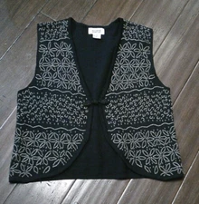 Sostanza Beaded Black Knit Vest M