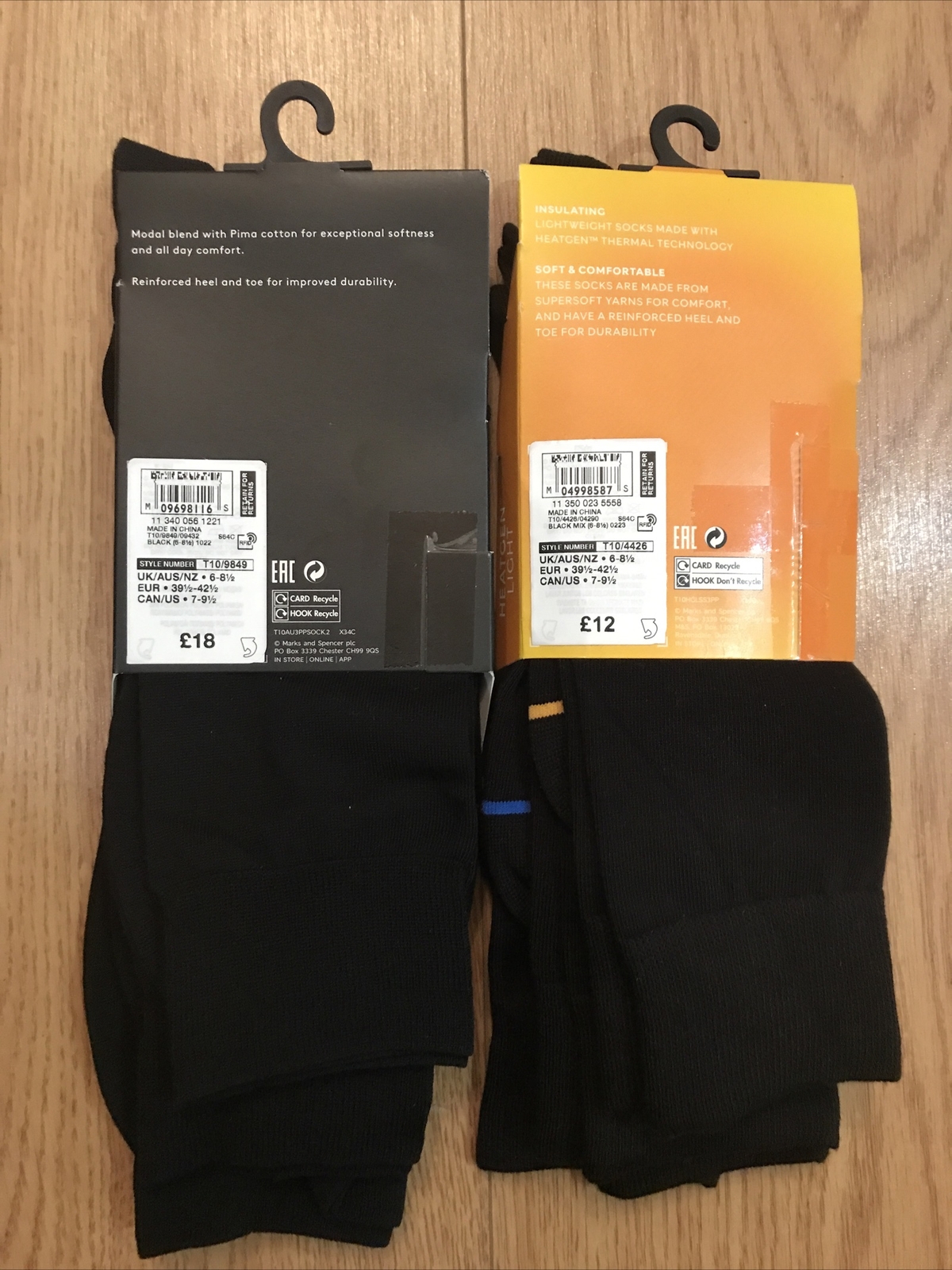 2X M&S Mens Autograph Modal Blend Pima Cotton & Heatgen Light Black