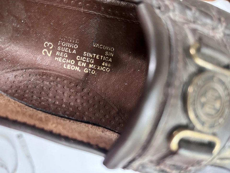 Kids Dress Slip On Brown Penny Loafers EU 23 Boys Fringe/ Medallion Dress Shoes - Image 3 of 4