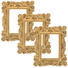 3 Pcs Small Photo Frame Picture Frames Vintage Gold Miniture Decoration Posing